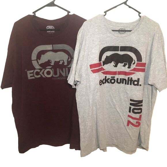 2 Ecko unlimited T-shirts men’s 3XL one burgundy one gray graphics - Picture 1 of 4